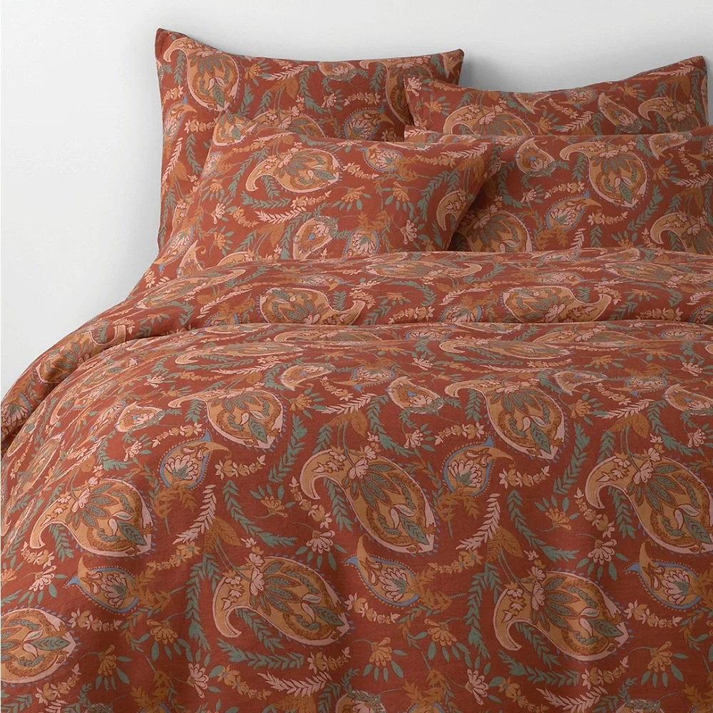 Garnet Hill Priya Paisley Relaxed-Linen Twin  Duvet Cover
